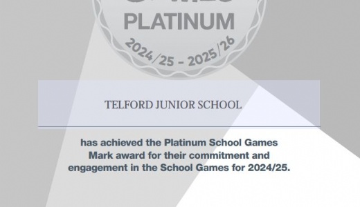 School Games Platinum Award Certificate.