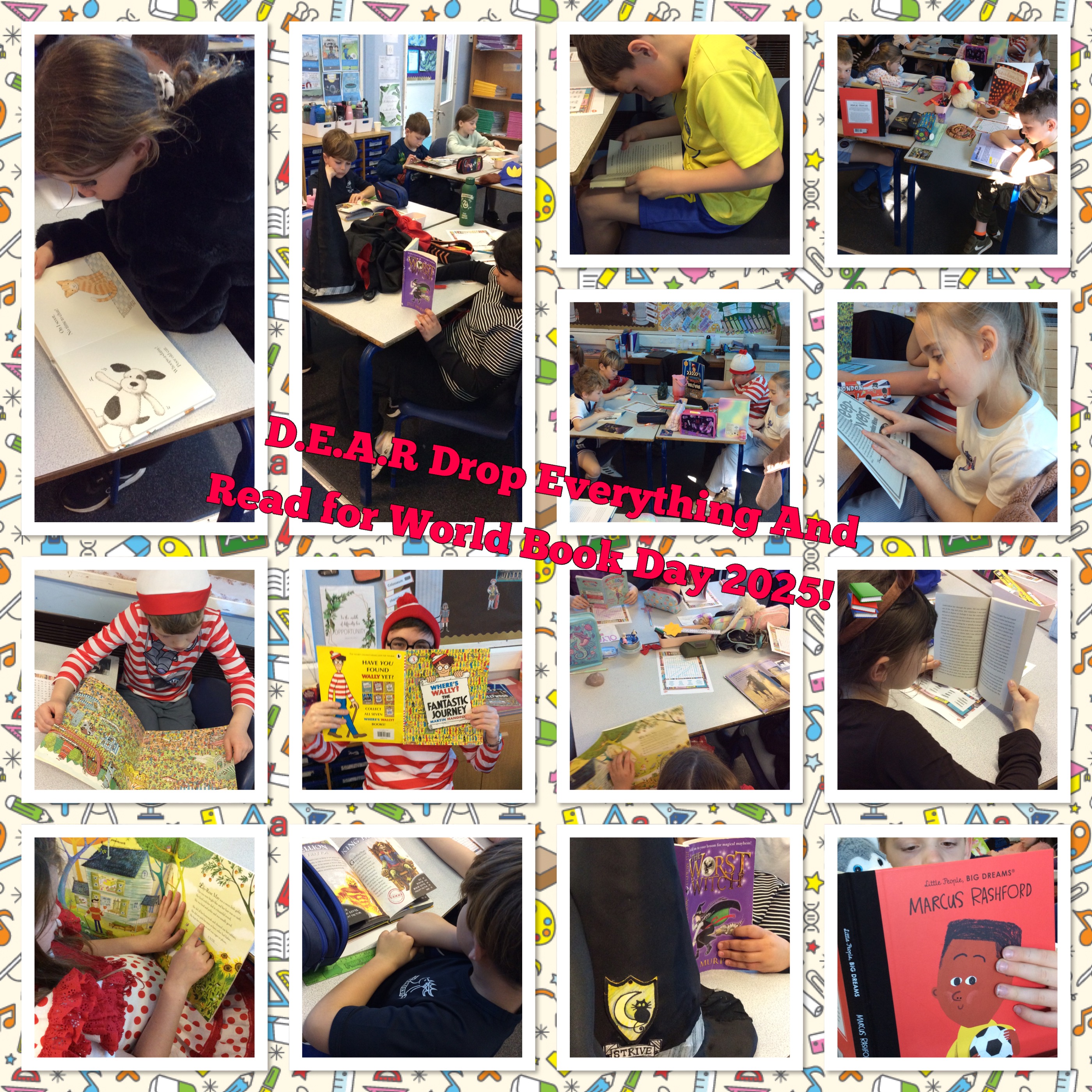 Poster showing children reading on World Book Day.