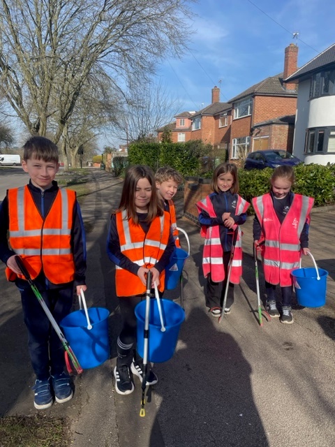 Picture showing our school counsellors involved in local litter pick.