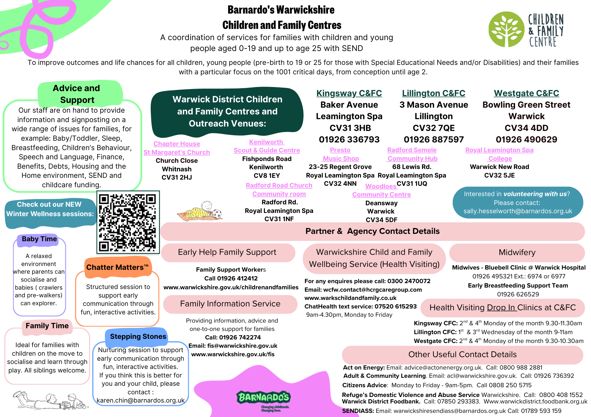 Warwick & District Children & Family Centres - Services available for families.