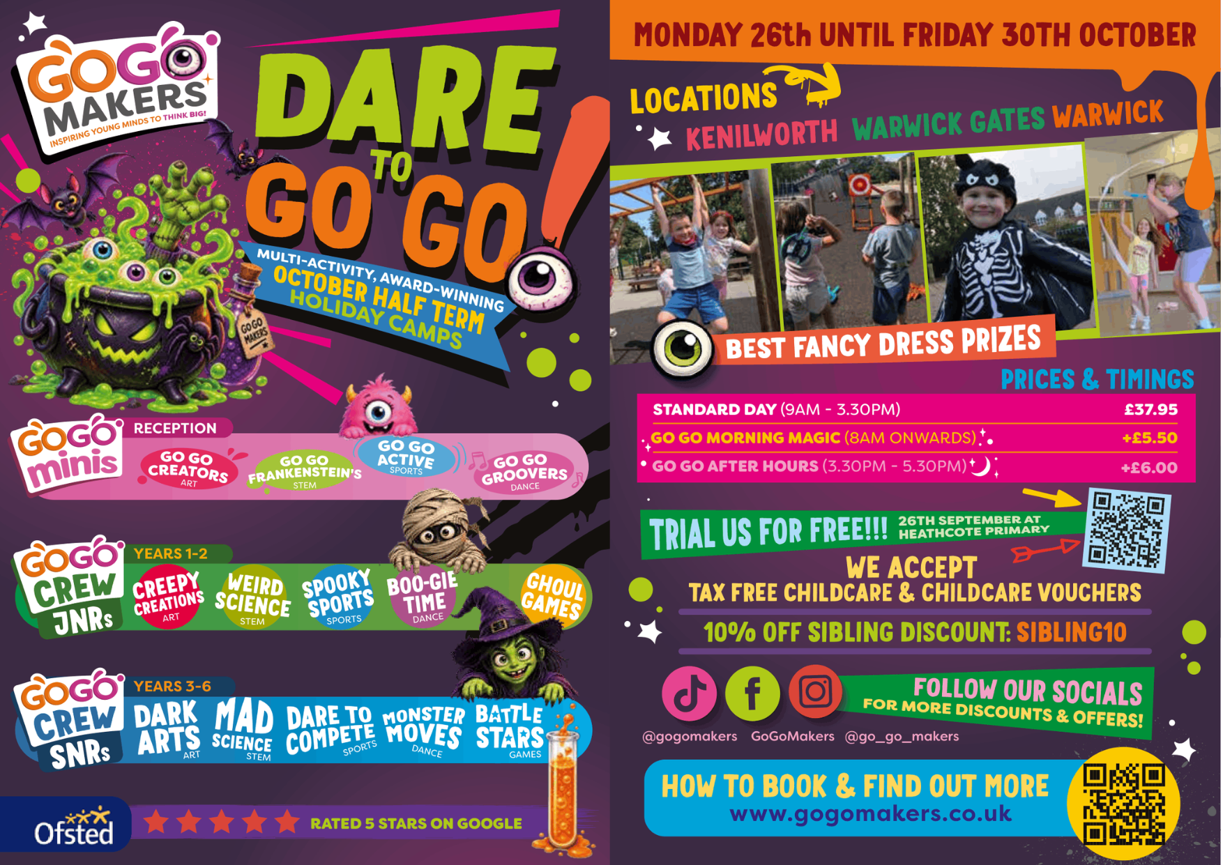 Poster advertising GoGoMakers October holiday clubs