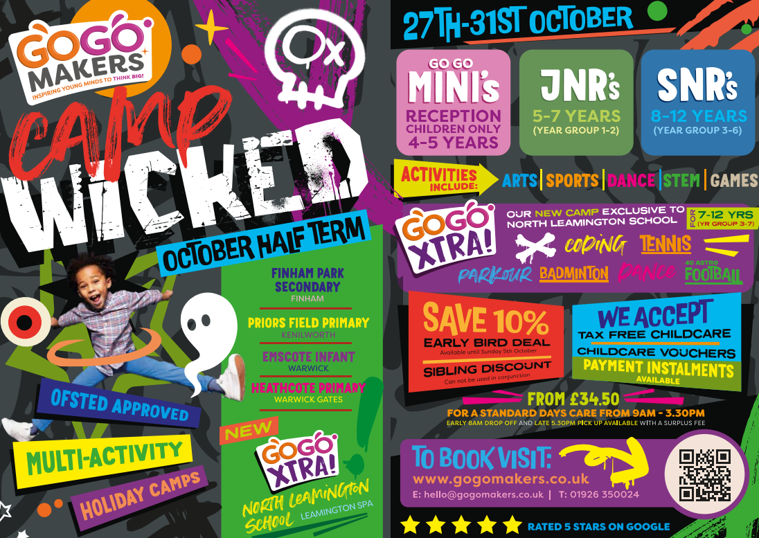 Poster advertising GoGo Makers half-term holiday camp.