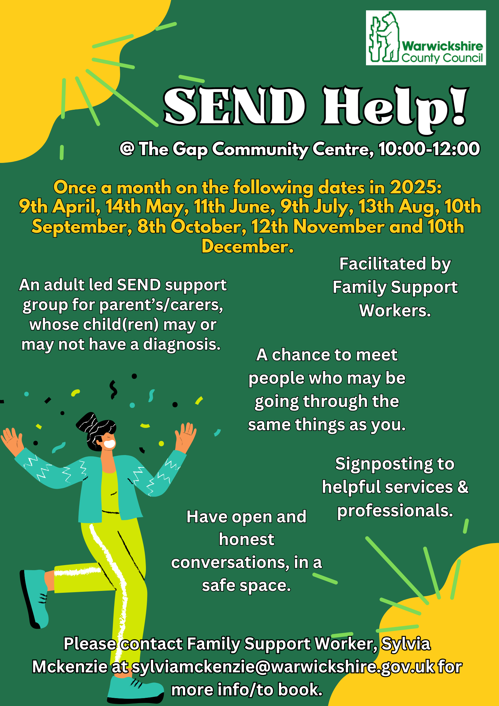 Poster advertising support group for parents/carers who may not yet have a SEND diagnosis.