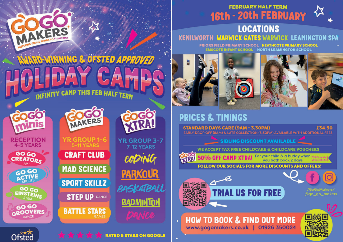 Poster advertising Go Go Makers' February half-term holiday camp.