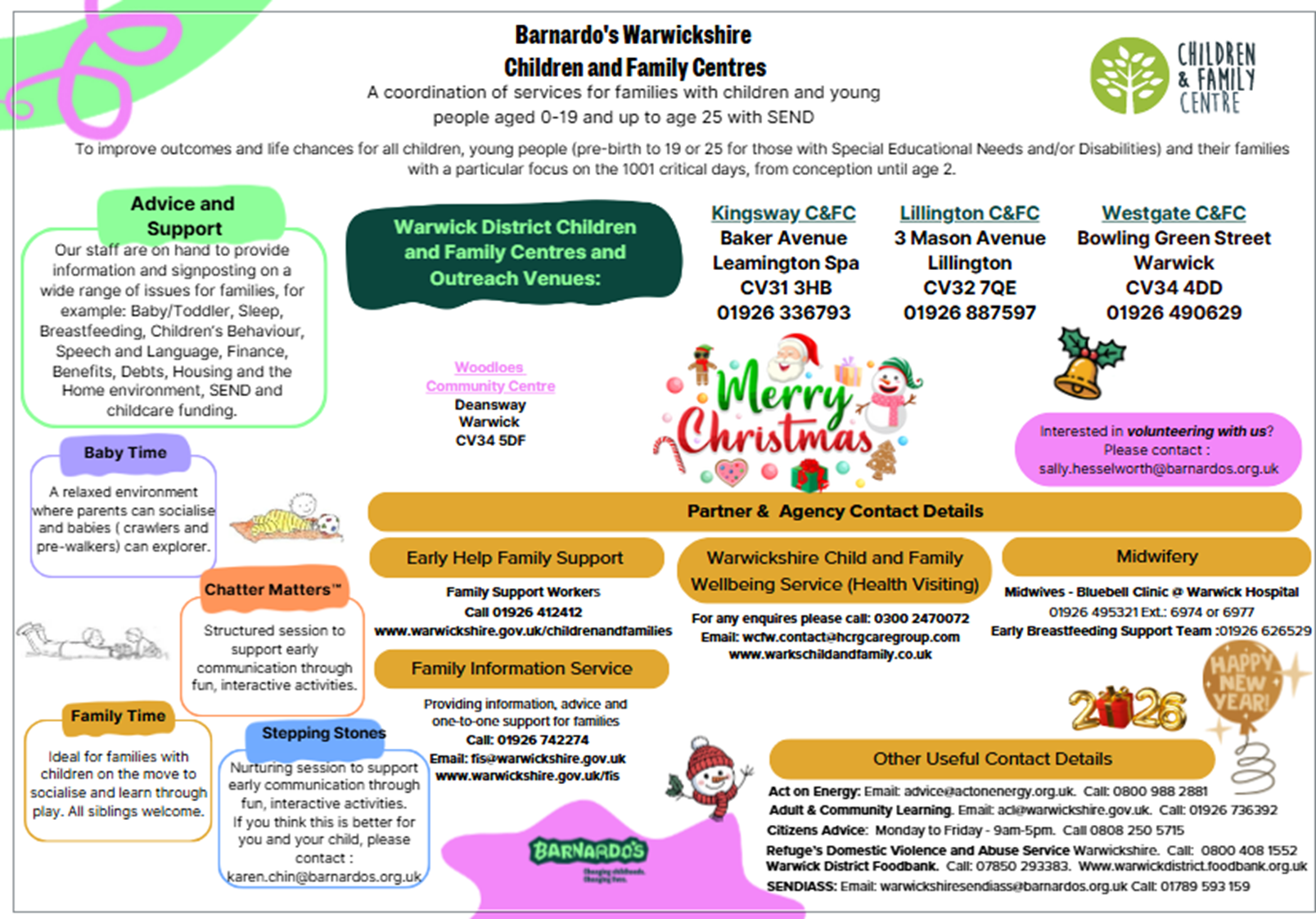 Poster advertising Children & Family Centre Christmas activities.