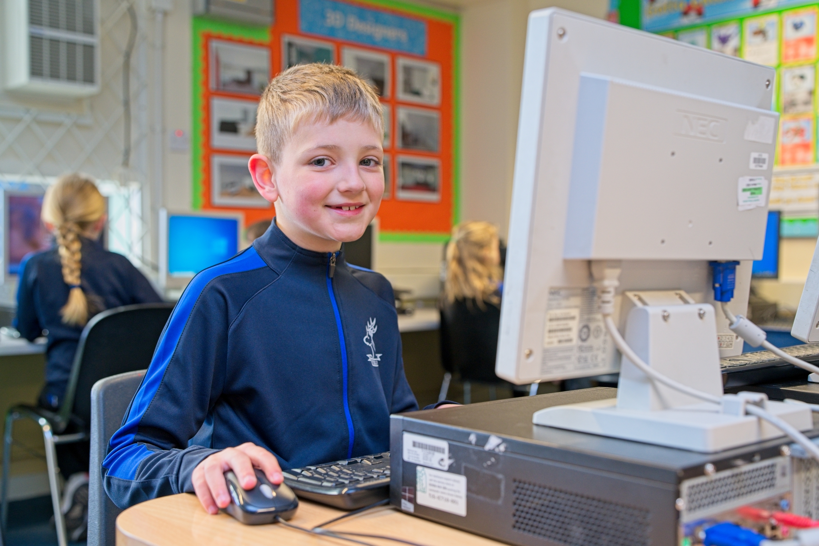 Pupil at PC in Computing Suite.