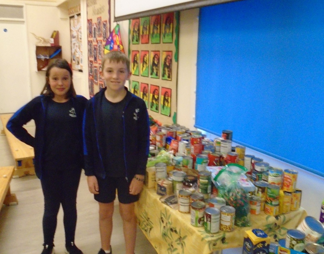 Picture showing the collection of Harvest produce.